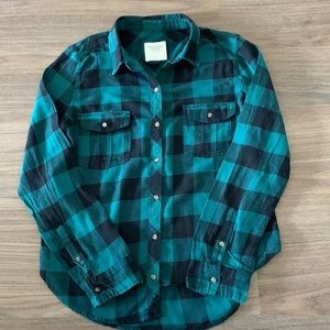 Abercrombie & Fitch green plaid top